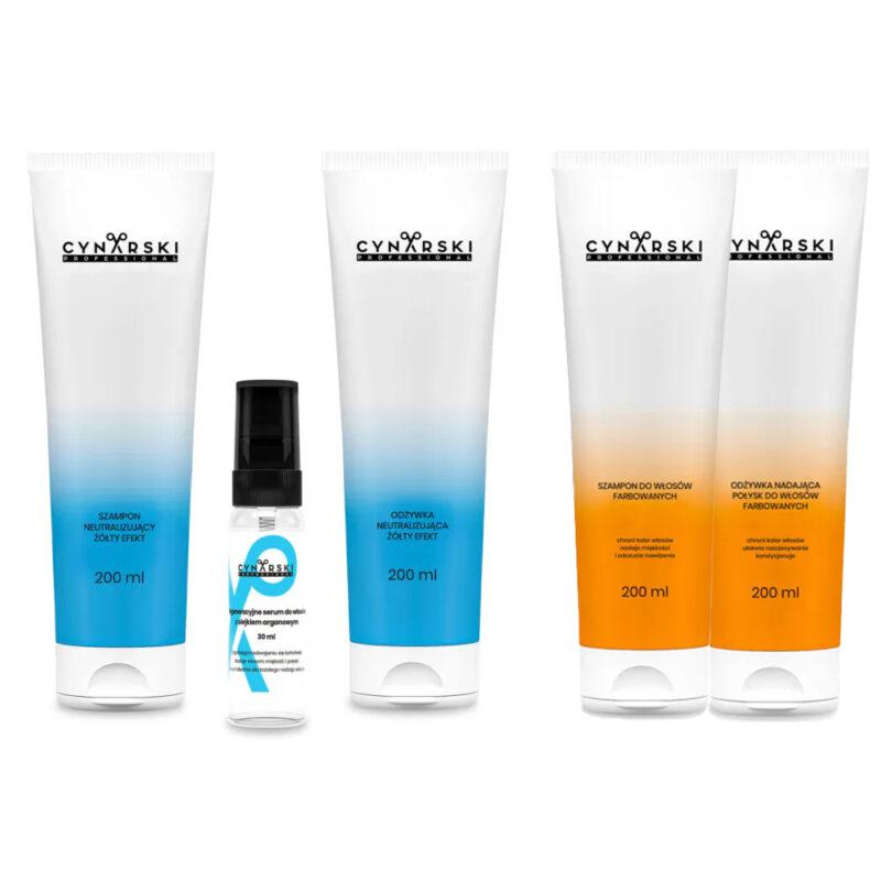 Zestaw kosmetyków neutralizujących żółty efekt + serum